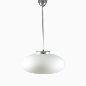 Lampada ovale Mid-Century in vetro opalino