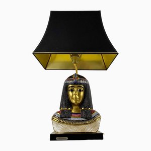 Lámpara de mesa Viva egipcia con escultura de Pharoh Queen Buts de Edoardo Tasca, Italy, 1960