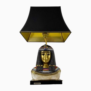 Viva Egyptian Pharoh Queen Buts Sculpture Table Lamp by Edoardo Tasca, Italy, 1960