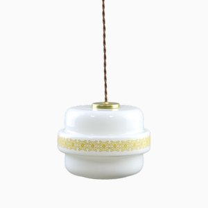 Mid-Century Pendant Lamp in Glass and Brass