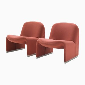 Vintage Alky Stühle in Rotem Stoff von Giancarlo Piretti für Castelli, 2er Set