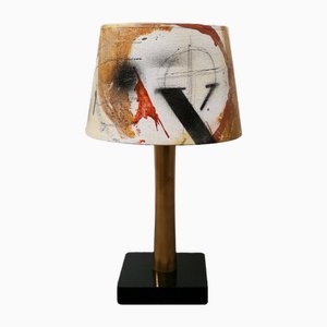 Vintage Belgian Table Lamp with Artist Lampshade, 1960s