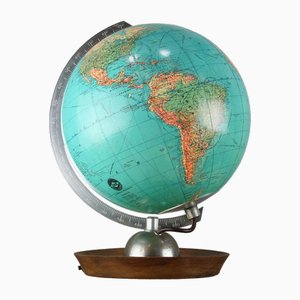 Globo terráqueo Mid-Century de vidrio iluminado, años 60