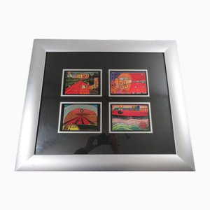 Friedensreich Hundertwasser, Vier Abstrakte Kompositionen, 1990er, Tetraptychon, Gerahmt