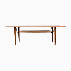 Danish FD 516 Coffee Table in Teak, Cane and Brass by Peter Hvidt and Orla Moolgard for France & Son, 1960s