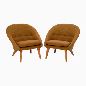 Mid-Century Swedish Armchairs in Brocade Upholstery, 1950s, Set of 2