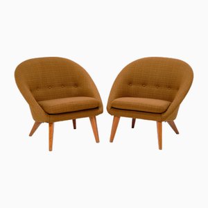 Set of Mid-Century Swedish Armchairs in Brocade Upholstery, 1950s