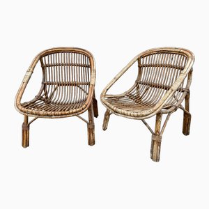 Mid-Century Rattansessel, Niederlande, 1950er, 2er Set