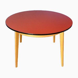 Large Round Dining Table with Red Tray, 1950s