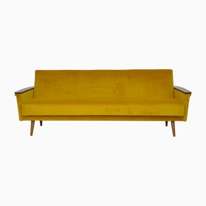 Velvet Daybed Sofa with Fold-Out Function, 1960s