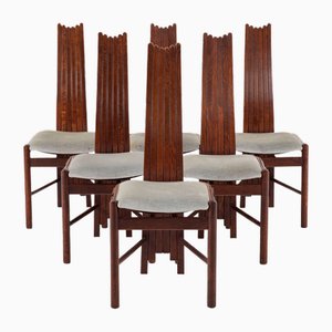 Italian Postmodern Highback Dining Chairs, 1970s, Set of 6