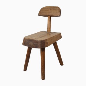 Brutalistischer Beistellstuhl aus Holz