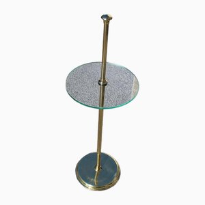 Minimal Round Gueridon in Brass and Glass, Italy, 1970s