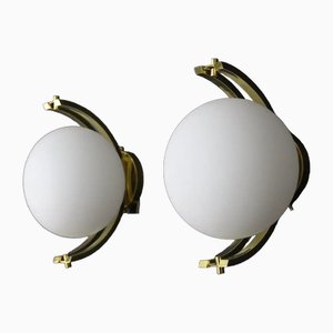 Moderne Globe Deckenlampen im Stilnovo Stil, 1980er, 2er Set