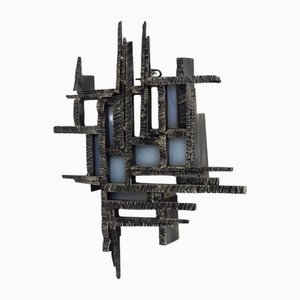 Brutalist Wrought Iron Wall Lamp from Poliarte, 1960s