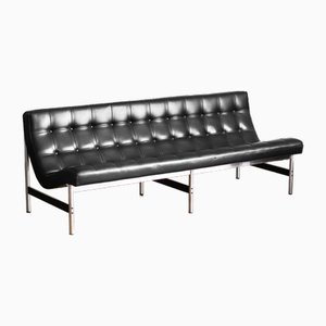 Mid-Century Sofa aus schwarzem Leder, 1960er