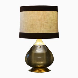 Vintage Lamp in Smoked Glass and Brass, 1970s