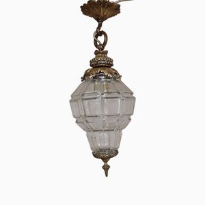 Antike Deckenlampe aus poliertem Kristallglas, 1900er