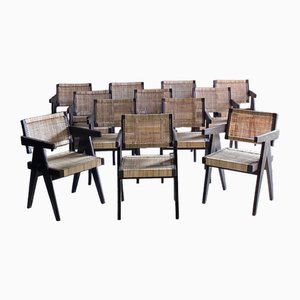 Black Dining Chairs by Jacques Dworczak and Pierre Jeanneret, 1955, Set of 12
