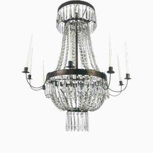 Empire Brass and Crystal Balloon Chandelier