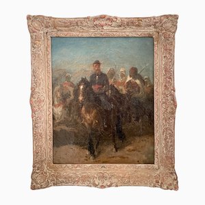 Eugene Delacroix, tenente francese a cavallo alla guida di una cavalleria beduina, 1830, olio su tela