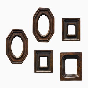 Vintage Wooden Frames, 1980s, Set of 5