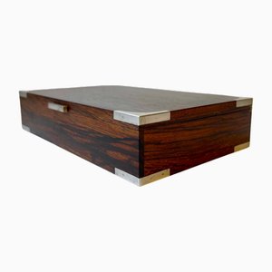 Modern Danish Rosewood and Sterling Silver Box from Hans Hansen, 1950s
