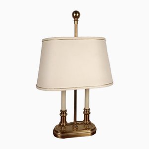 Lámpara de mesa Mid-Century de latón dorado y dos luces