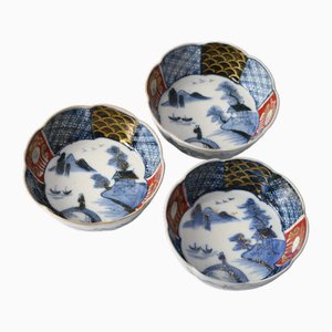 Antique Japanese Imari Porcelain Bowls, 1890s, Set of 3