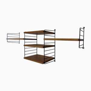 Swedish Ash and Metal Wall Unit by Kajsa & Nils Nisse Strinning for String, 1950s, Set of 9