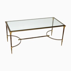 Vintage French Steel & Brass Coffee Table, 1970s