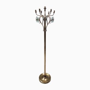 Vintage Revolving Brass and Glass Coat Rack attributed to Fontana Arte, Italy, 1940s