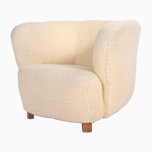 Danish Lambswool Lounge Chair, 1940s