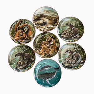 World Wildlife Fund Wall Plates in Porcelain by Heinrich for Villeroy and Boch, 1981, Set of 7