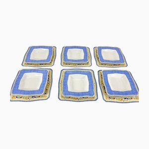 Square Plates and Deep Plates with Floral Pattern, Set of 6