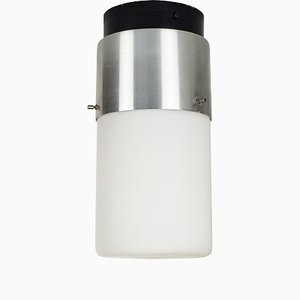 Lampe Encastrée Cylindrique en Verre Opalin, Aluminium et Métal Noir de Stilnovo, 1950s