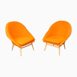 Shell Armchairs in Orange, 1960s, Set of 2