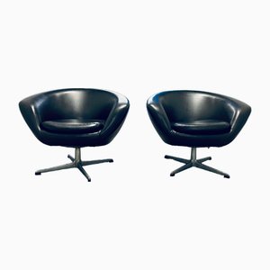 Pod Swivel Chairs in Black Skai by Overmann, Set of 2