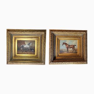 Horses, Early 20th Century, Oil Paintings, Framed, Set of 2