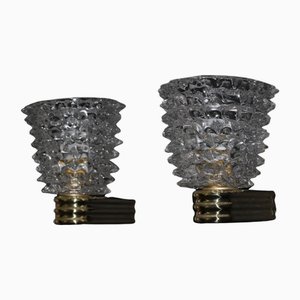 Murano Glass Rostrato Crystal Sconing Wall Lights in the style of Barovier E Toso, 2000s