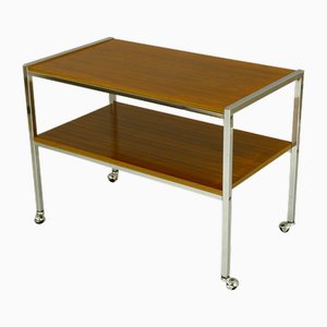 Vintage Trolley Table in Walnut and Chrome, 1970s