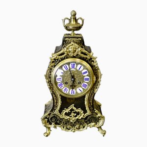 Horloge Louis XV en Marqueterie Marron et Laiton, 1880