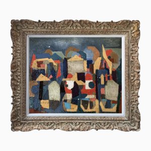 French Artist, Cubist Composition, 1980s, Oil on Wood