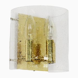 Lámpara de pared vintage de vidrio y acero