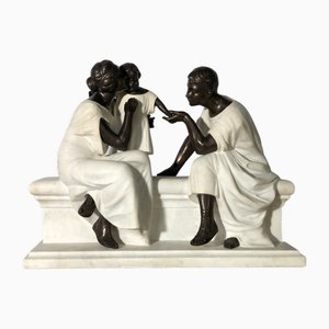 Italienischer Künstler, Neoklassizistische Figurengruppe, Frühes 20. Jh., Bronze & Marmor