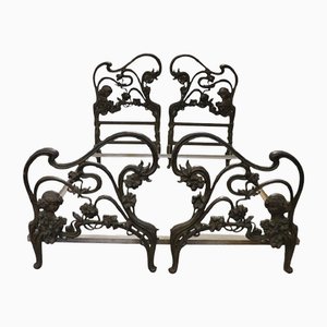Art Nouveau Double Bed in Cast Iron, Late 19th Century
