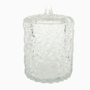 Large Mid-Century Modern Iced Glass Jar with Lid
