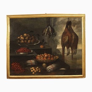 Bodegón grande con frutas y caza, 1670, óleo sobre lienzo, enmarcado