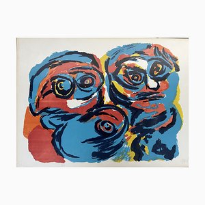 Karel Appel, Figuras abstractas, años 60, Litografía original