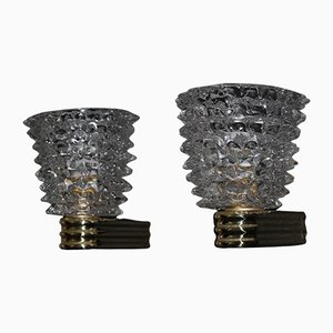 Rostrato Kristall Wandleuchten aus Muranoglas im Stil von Barovier & Toso, 1980er, 2er Set